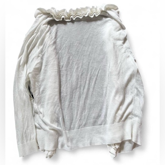Apostrophe White Ruffled Cardigan Sweater NWT • Romantic Fairycore Layering - Picture 2 of 4